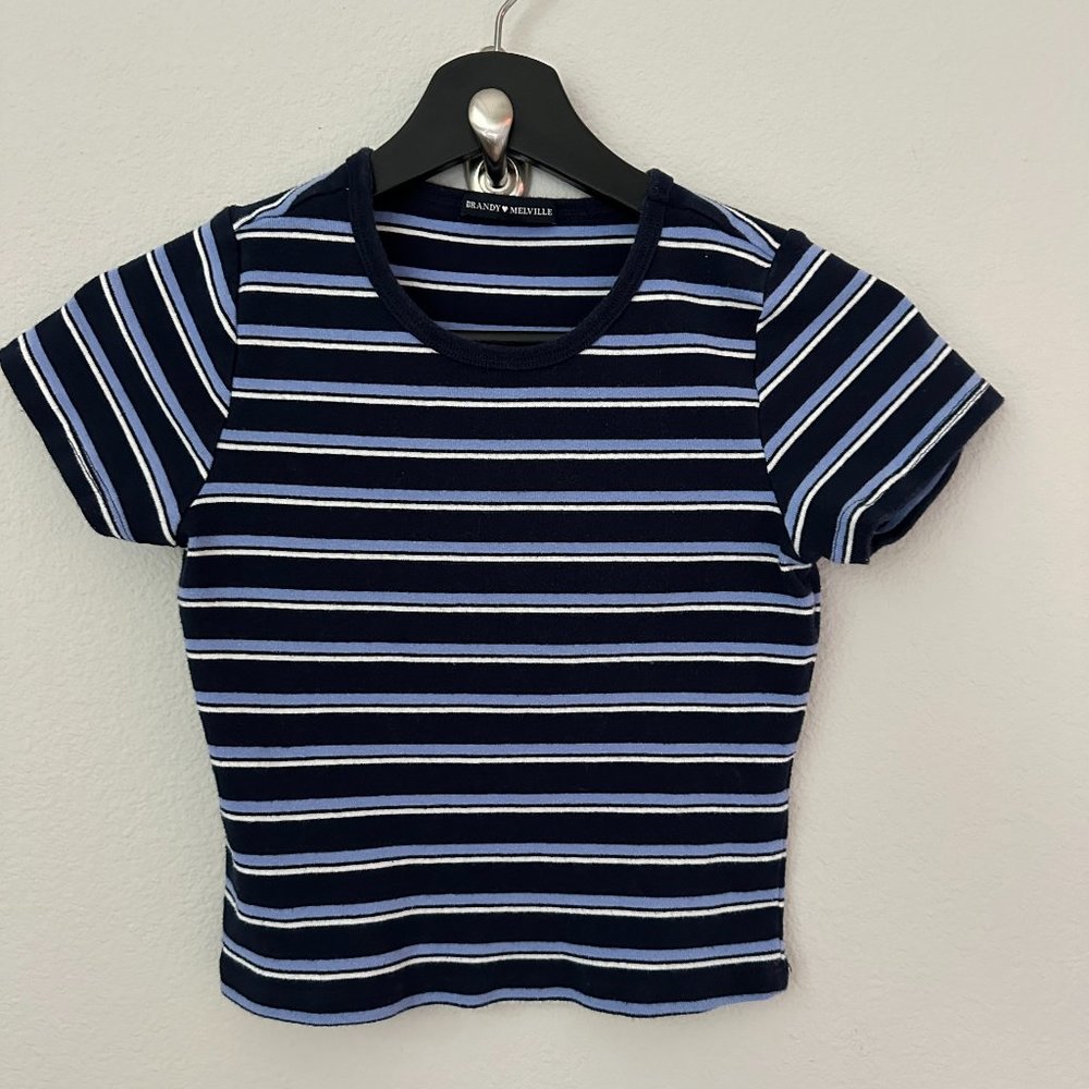 Brandy Melville Women's Blue and Navy Crop-top